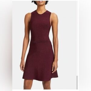 THEORY Glossed Marl Flare Red Sleeveless Career Work Dress Size XS